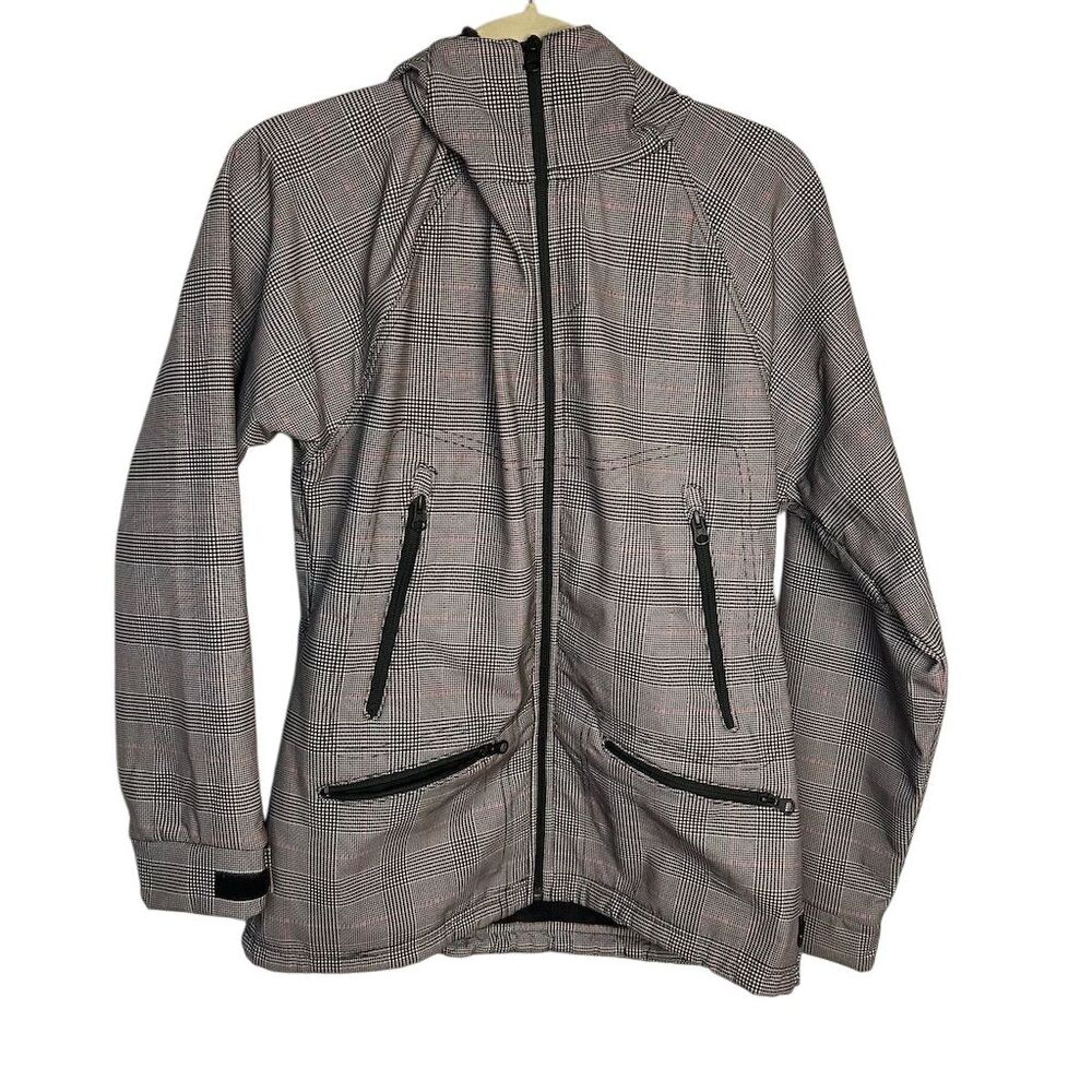 Burton Big Girls Gray Plaid Hooded Ski Snowboatd Winter Jacket Size L Large